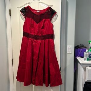 Red Flared skirt dress